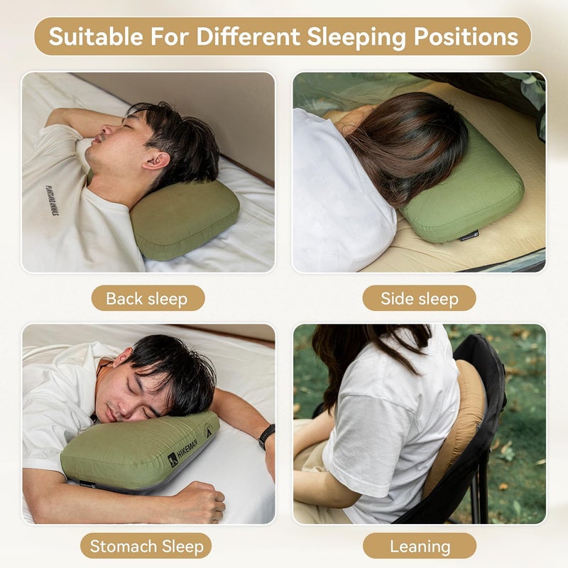 HIKEMAN Camping Memory Foam Pillow - Ultralight Travel Pillow,Backpacking Pillow with Removable Cover,Ergonomic Pillows,Neck Lumbar Support for Outdoor Camp,Sport,Hiking,Backpacking Sleep (Army Green) - Image 5